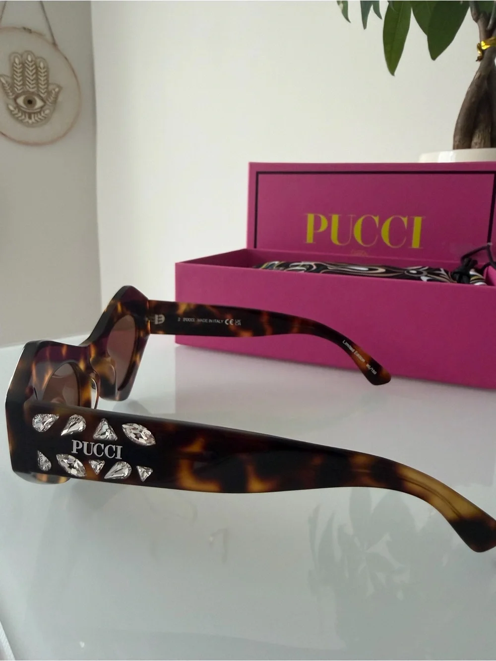 Pucci cat eye brown tortoise rhinestone sunglasses